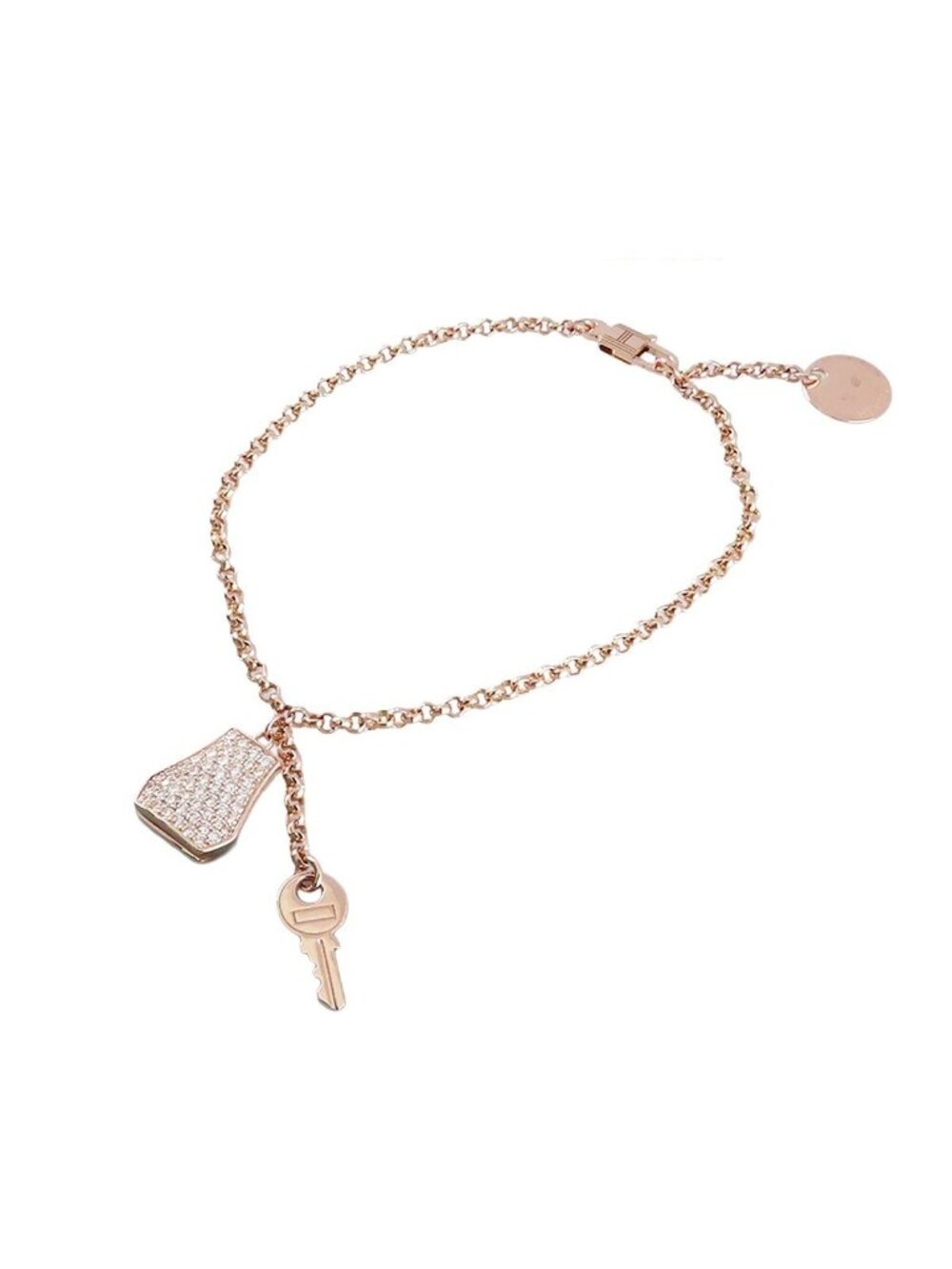Hermes Kelly Clochette Bracelet Pink Gold 18K Diamond PM 15
